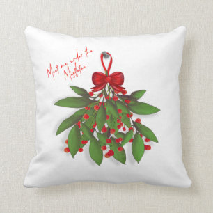 Festive Red  Meet Me Under the Mistletoe Christmas Cushion