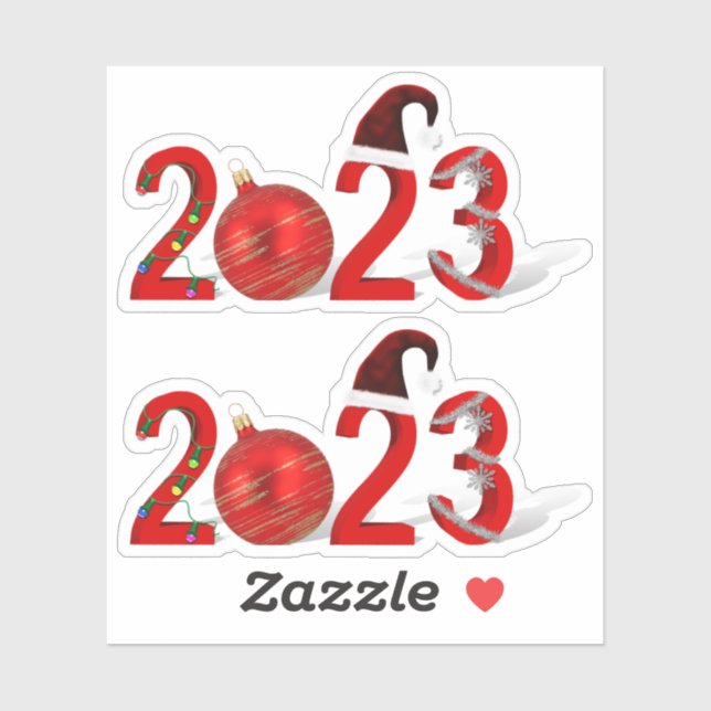 Festive Red Merry Christmas New Year 2023 (Sheet)