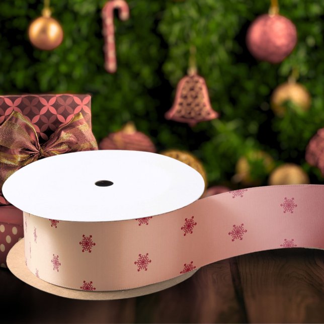 Festive Red Metallic Snowflake Pattern Christmas Satin Ribbon (Creator Uploaded)