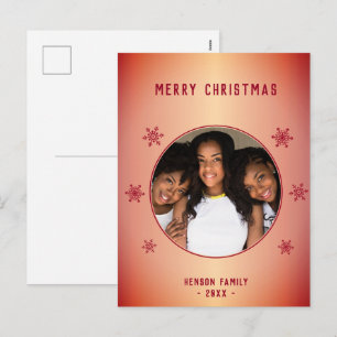 Festive Red Metallic Snowflake Photo Christmas Holiday Postcard