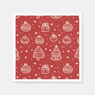 Festive Red Minimal Holiday Christmas Cookie  Napkin