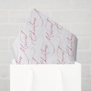 Festive Red Modern Script Merriest Christmas Tissue Paper