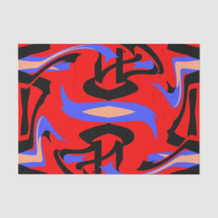 Festive Red Native Indian and Japanese Art Blend Tissue Paper