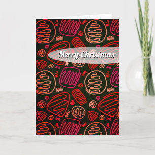 Festive Red One Line Artistic Pattern Christmas  Holiday Card