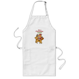 Festive Red Panda riding a reindeer Long Apron