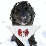 Festive Red Plaid Bow Tie Personalised Small Pet Bandana<br><div class="desc">Red hearts sprinkled over a white canvas, finished with a cute red bow, and personalised with your pet's name. Fill in the template to add your pet's name, or remove the name option altogether; whichever you prefer. Background colour can be changed, using the edit menu. Text style, size, and colour...</div>