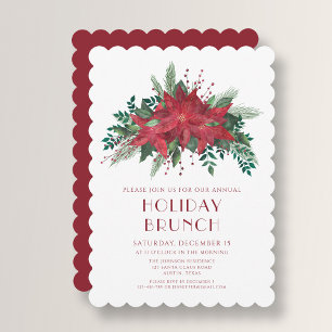 Festive Red Poinsettia Christmas Brunch Invitation