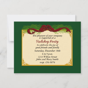 Festive Red Ribbon Holiday Party Invitation