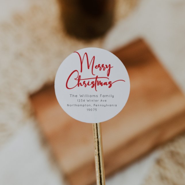 Festive Red Script Merry Christmas Envelope Seals (Creator Uploaded)