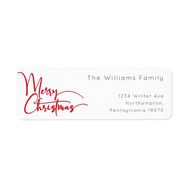 Festive Red Script Merry Christmas Return Address Label (Creator Uploaded)