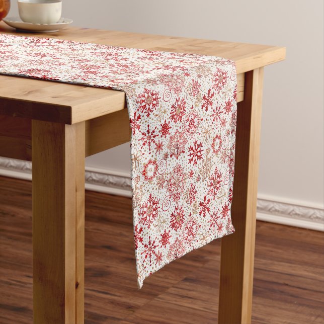 Festive Red Snowflake Runner with Gold Glitter (In Situ)
