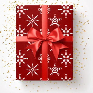 Festive Red Snowflakes Christmas Wrapping Paper