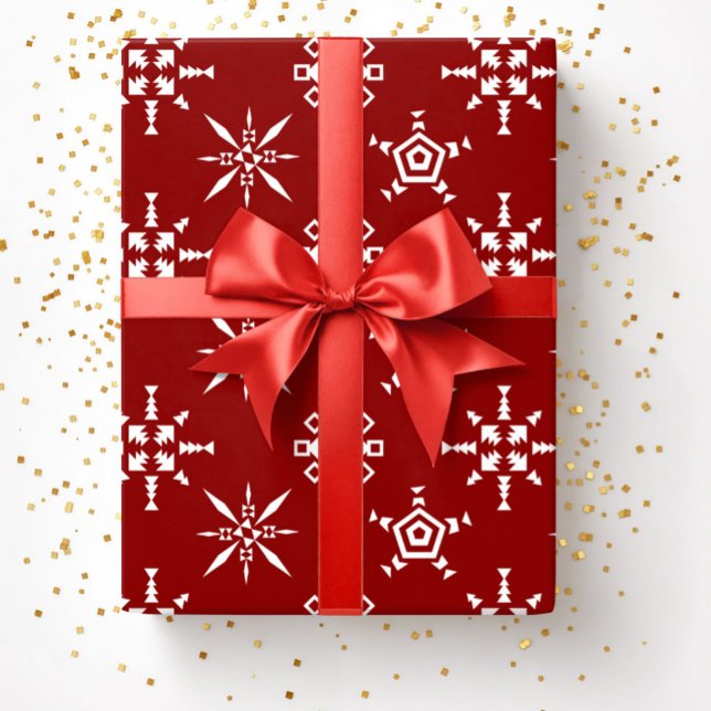 Festive Red Snowflakes Christmas Wrapping Paper (Festive Red Snowflakes Christmas Wrapping Paper)