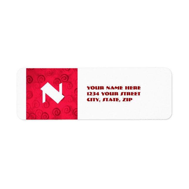 Festive Red Spirals Return Address Label (Front)