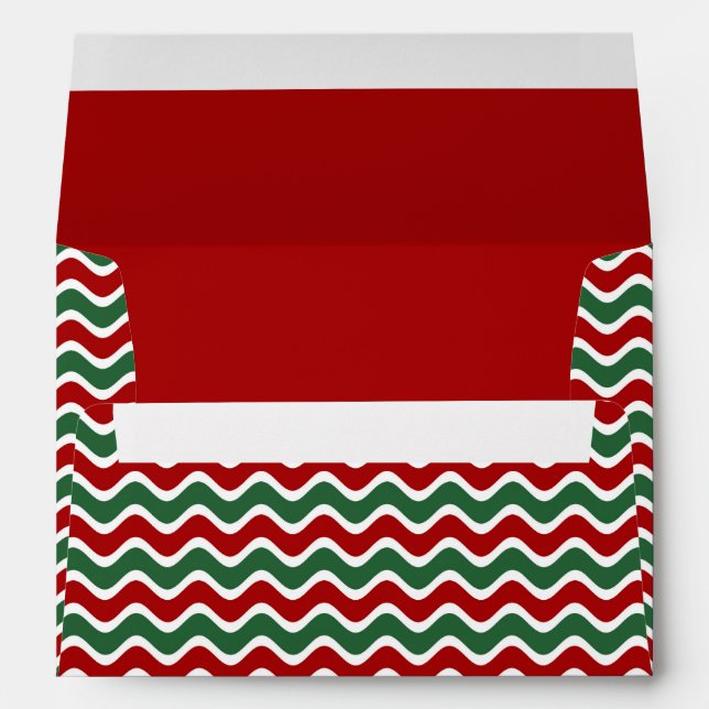 Festive Red Stripes Green Christmas  Envelope (Back (Bottom))