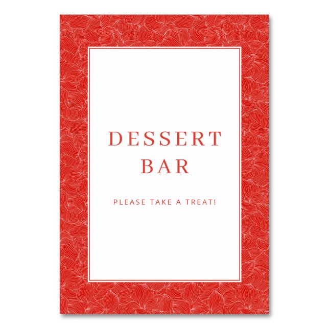 Festive Red Swirl Dessert Bar Sign Table Number (Front)