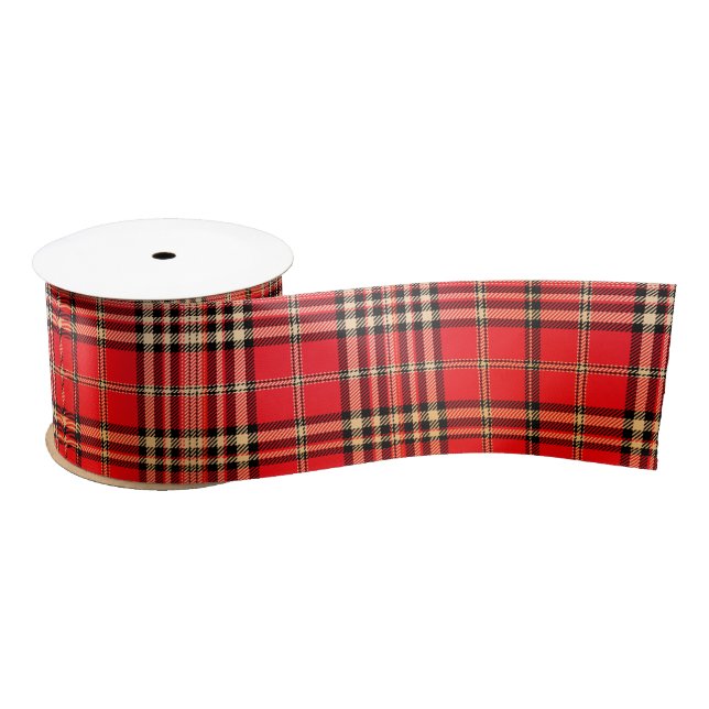 Festive  Red Tartan Satin Ribbon (Spool)