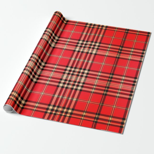 Festive  Red Tartan Wrapping Paper (Unrolled)