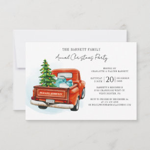 Festive Red Truck Christmas Party Invitation