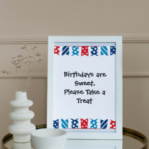 Festive Red White and Blue 4th of July Party Sign