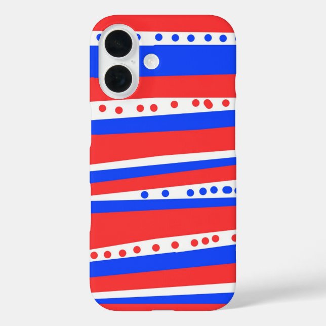 Festive Red White Blue Circles Stripes Case-Mate iPhone Case (Back)