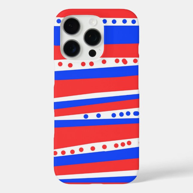 Festive Red White Blue Circles Stripes Case-Mate iPhone Case (Back)