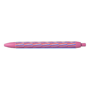 Festive Red White Blue Circles Stripes Ink Pen