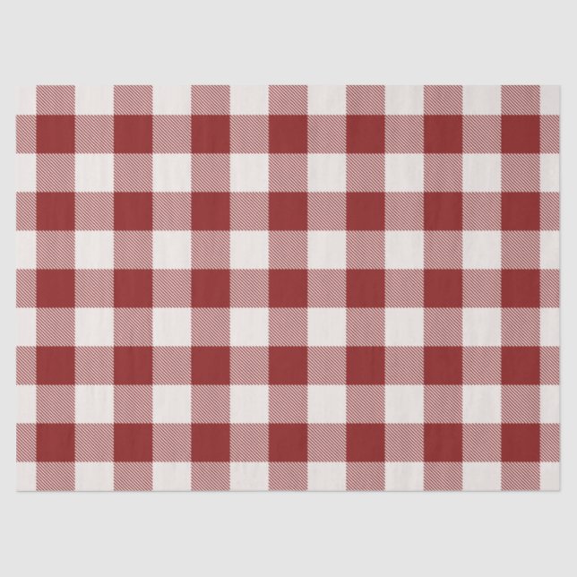 Festive red white gingham plaid wrapping tissue paper (Front)