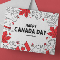 Festive Red-White Illustrative Canadian Symbols