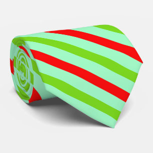 Festive Red White Minty Green Traditional Stripes Tie