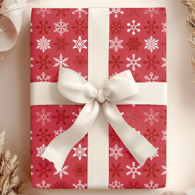 Festive Red & White Snowflake Christmas Wrapping Paper (Creator Uploaded)