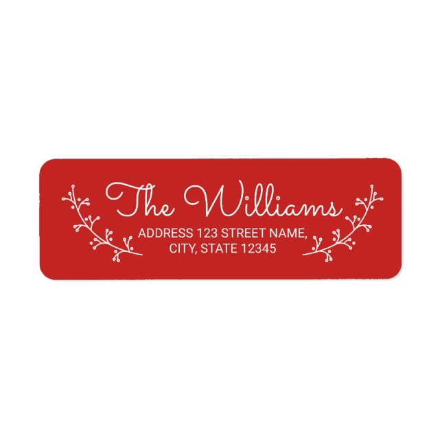 Festive Red with White Laurels Return Address Label (Front)