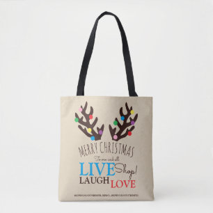 Festive Reindeer Antlers, Christmas Shopping Tote Bag