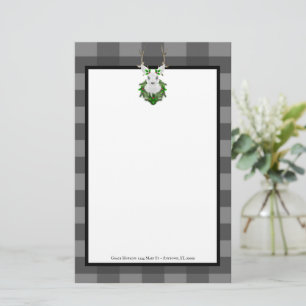 Festive Reindeer Buffalo Plaid Personalised Stationery
