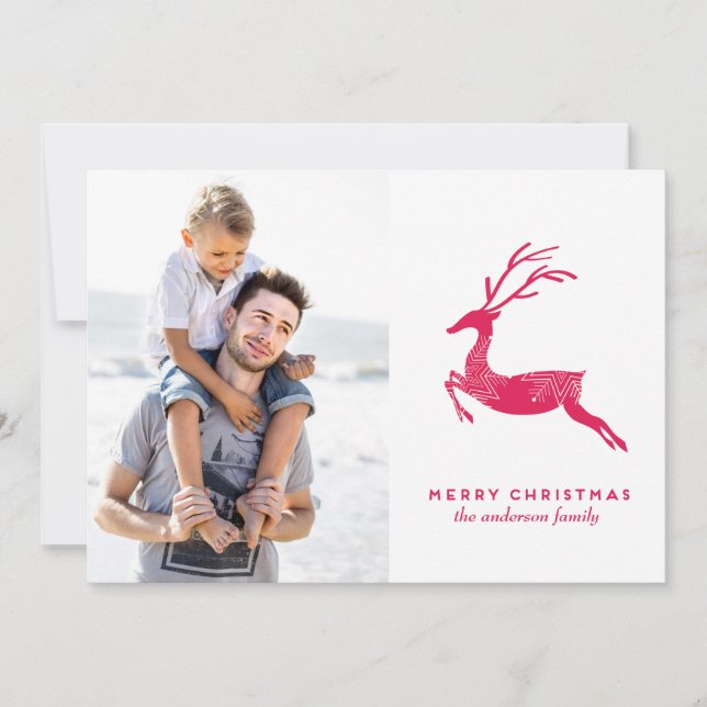 Festive Reindeer christmas photo card (Front)