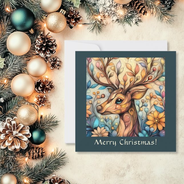 Festive Reindeer Customisable Holiday Card (Festive Reindeer Customizable Holiday Card)
