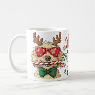Festive Reindeer Goldendoodle Christmas Coffee Mug