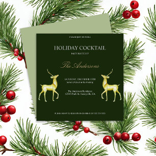 Festive Reindeer Holiday Cocktail Christmas Party Invitation