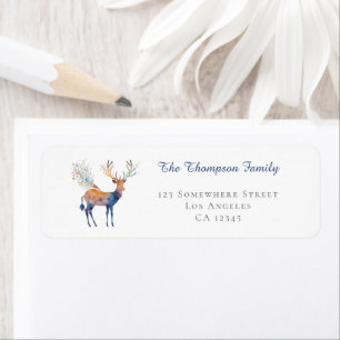 Festive Reindeer House Return Name Address Label