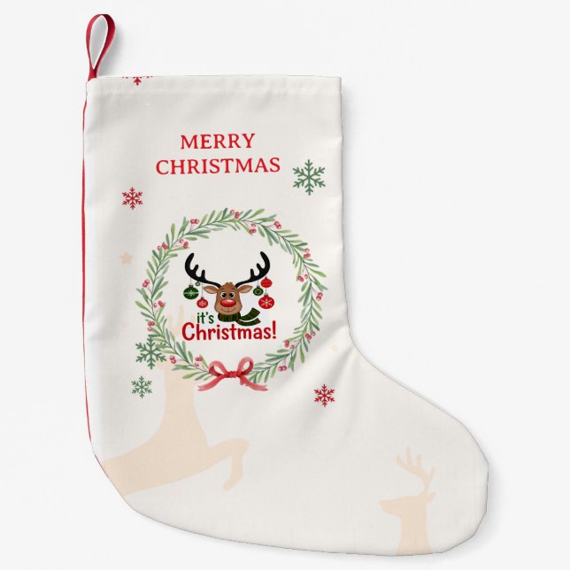 Festive Reindeer Kid’s Stocking (Front)