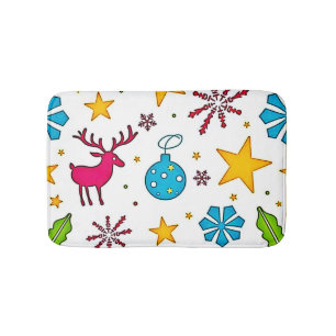 Festive Reindeer Magic Pattern Design Bath Mat