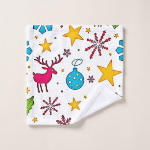 Festive Reindeer Magic Pattern Design Bath Towel Set
