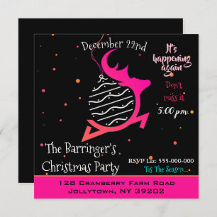 Festive Reindeer Merry Christmas Party Invitation
