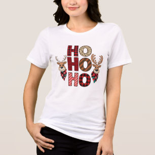 Festive Reindeer Trio Christmas T-Shirt Tri-Blend Shirt