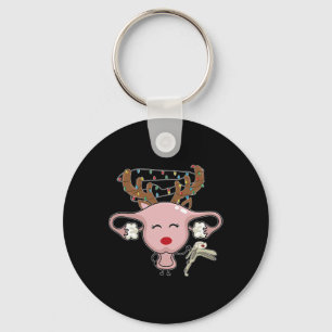 Festive Reindeer Uterus Nurse Speculum Xmas Light Key Ring