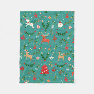 Festive Reindeer Wonderland Fleece Blanket