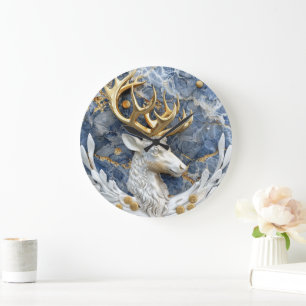 Festive Reindeer Wonderland Scene Large Clock