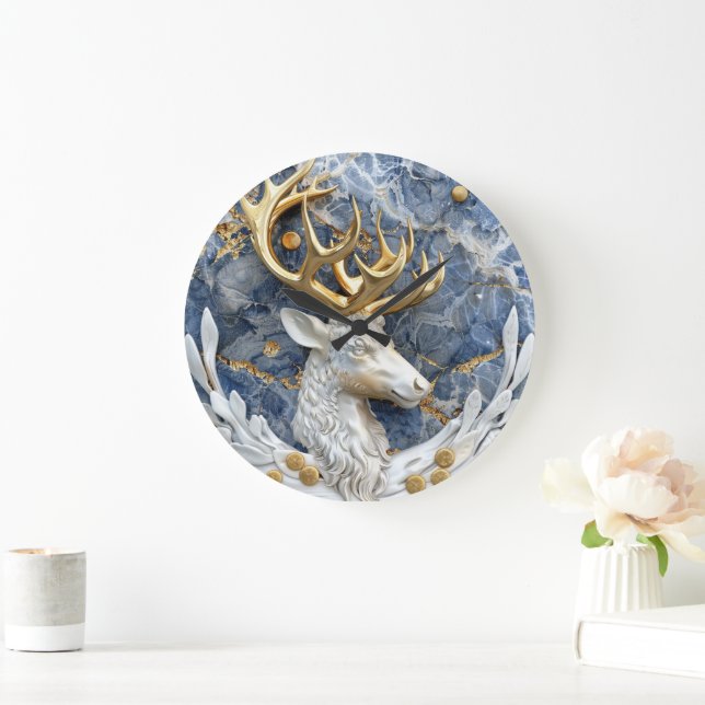 Festive Reindeer Wonderland Scene Large Clock (Home)