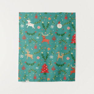Festive Reindeer Wonderland Tapestry