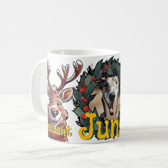 Festive Resident Reindeer Pet Parents Coffee Mug (Front Left)